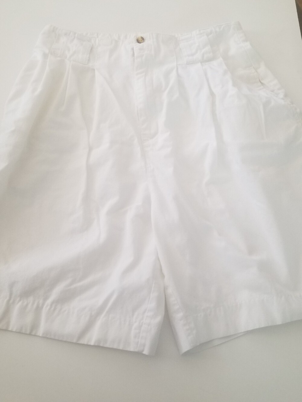 Vintage Technics White Cotton Bermuda Shorts Women's Size 12 High Waist Classic